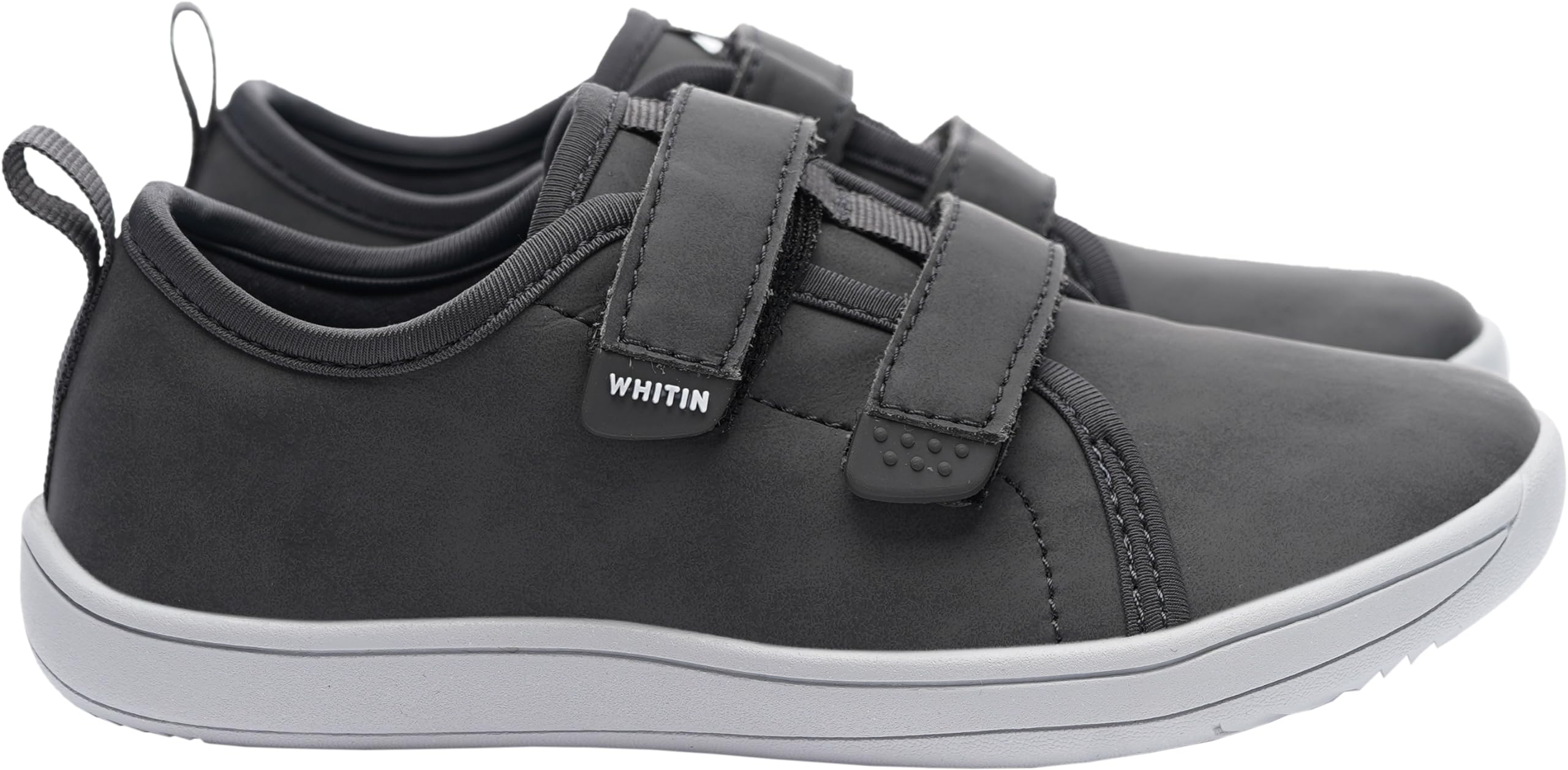 WHITIN Kids Barefoot Shoes for Boys Girls Wide Width Waterproof Minimalist Zero Drop Fashion Sneakers Size 10.5 Little Leather School Athletic Walking Footwear Grey 28