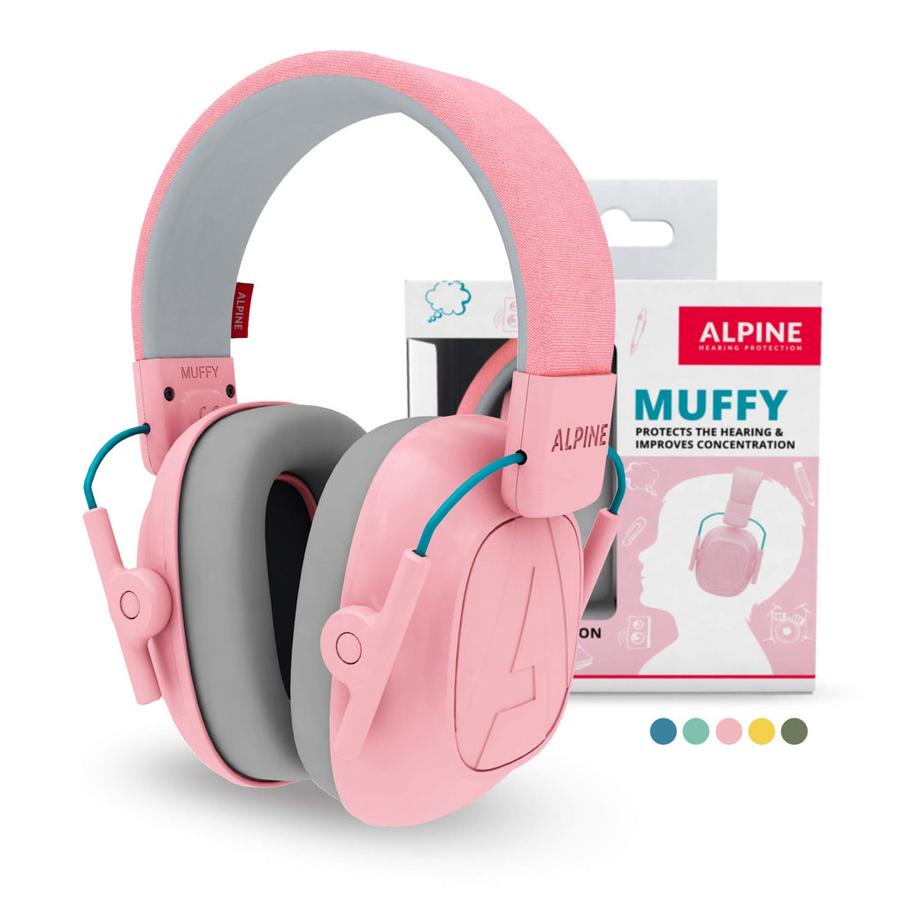 Alpine Muffy Kids - Hearing Protection - CE & ANSI Certified - Adjustable for Ages 3-16 years - Noise Cancelling Headphones - 25dB Sound Reduction Ideal for Protection and Concentration Aid - Pink