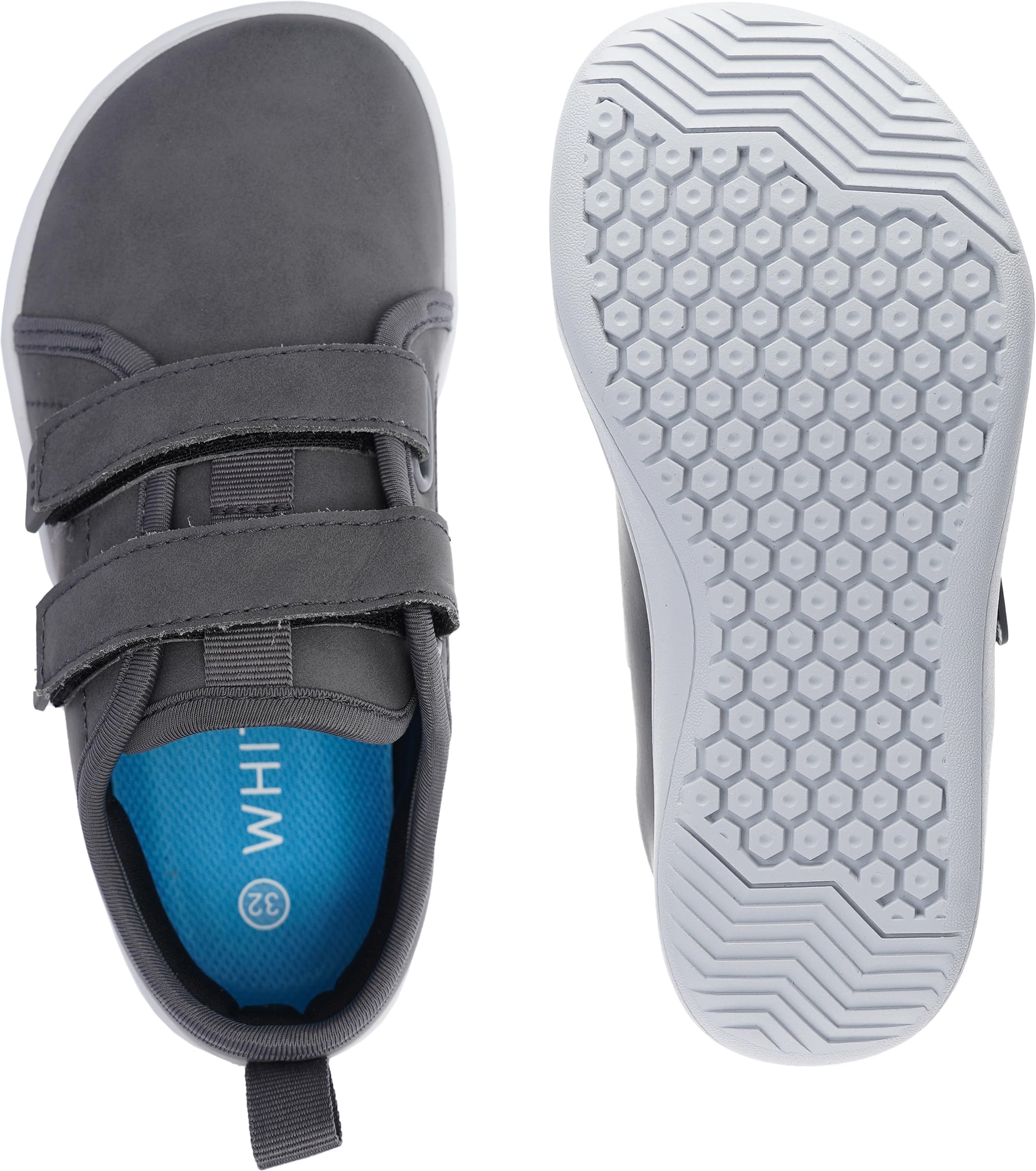 WHITIN Kids Barefoot Shoes for Boys Girls Wide Width Waterproof Minimalist Zero Drop Fashion Sneakers Size 10.5 Little Leather School Athletic Walking Footwear Grey 28