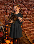 Arshiner Church Dresses for Girls Back to School Funeral Long Sleeve Fall Dress Black 6-7 Years